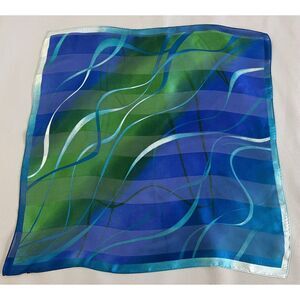 VTG Adrienne Vittadini Pocket Square‎ Silk Scarf Blue